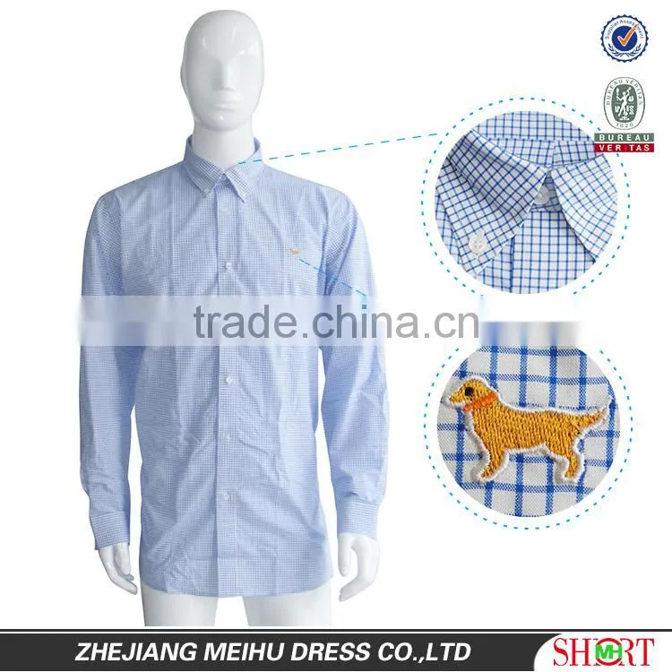 Custom 100% cotton men button down check shirt