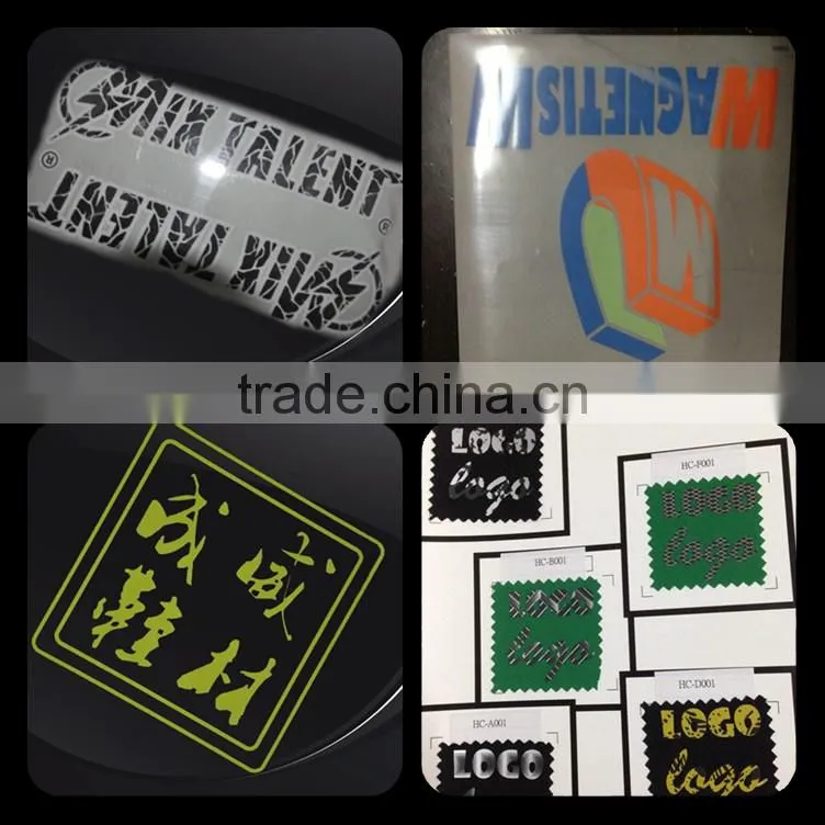 Cheap glow in the dark elastic film reflective logo for sportsuit