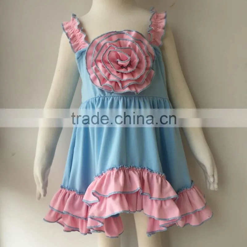 Persnickety Summer Girls Sleeveless Dresses Boutique Kids Pearl Dresses with Ruffles GD001