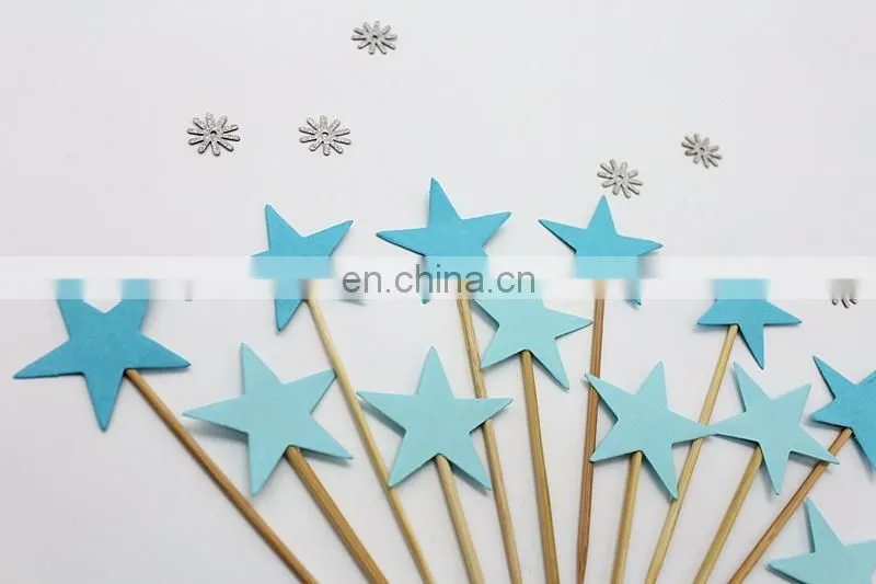 Blue Stars Cupcake Topper Birthday Party Cake Decorations