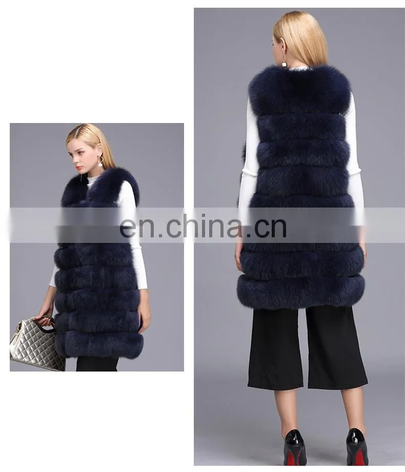 Ladies Wholesale Women Real Fox Fur Sleeveless Long Vest