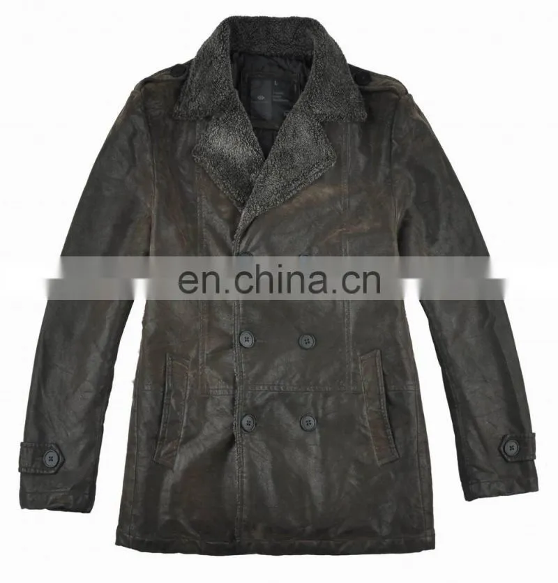 2015 last fashion mens hot selling handsome pu leather mens long coat
