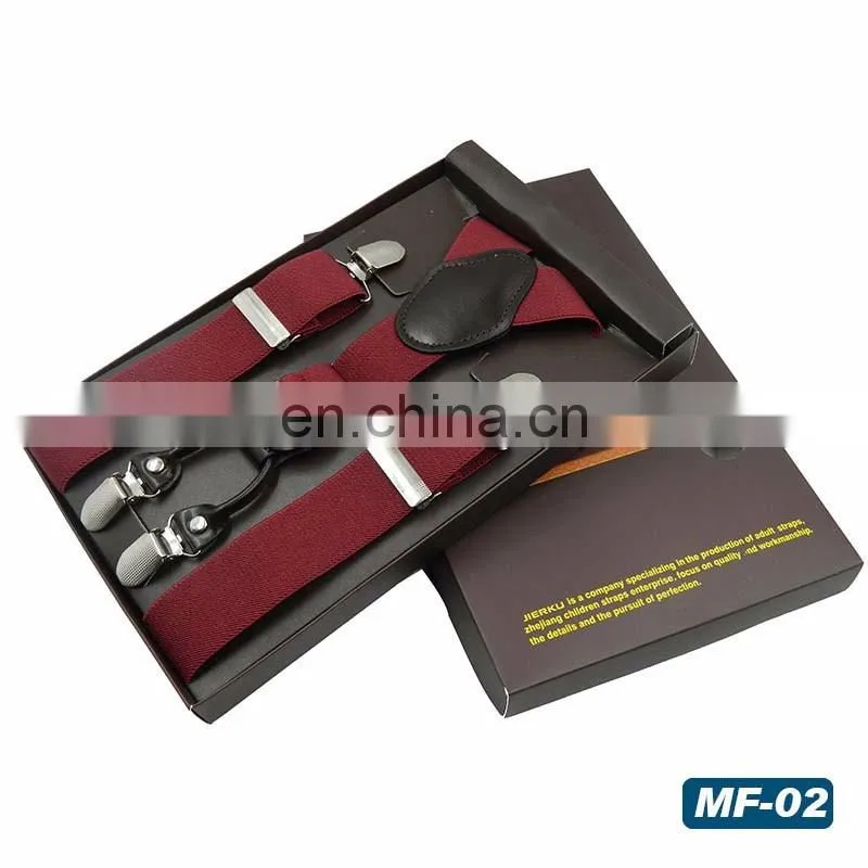 2017 Fashion High quality 6 Solid colors European and American style 4 clips suspenders