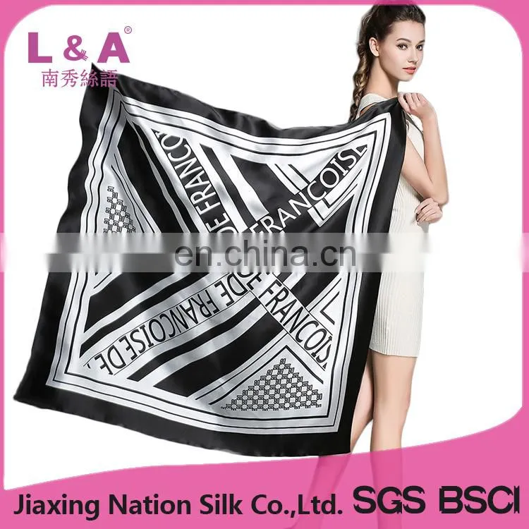 2017 lady silk satin square scarf