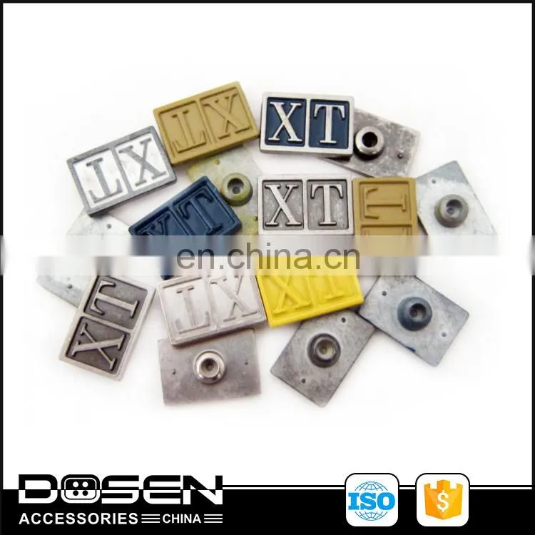 Antique Finish Color Spray Paint Custom Metal Logo Plate Handbag Small Rectangle Badges Garment Tag Snap Rivets for Garment