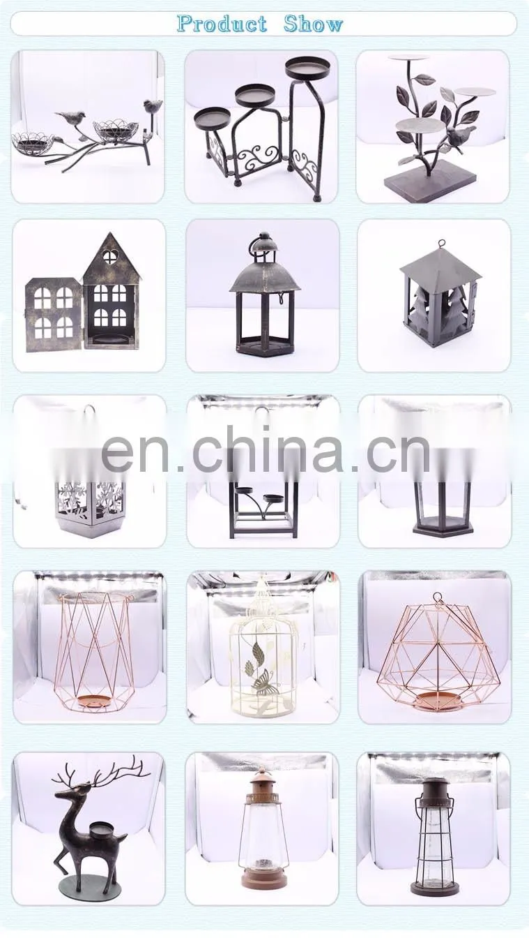 Newest Fashionable Design White Antique Bird Lantern Tabletop Metal Candle holder