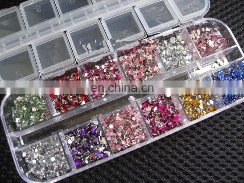 Rhinestones Nail Art Case Assorted Designs for Acrylic Tips UV Gel Deco