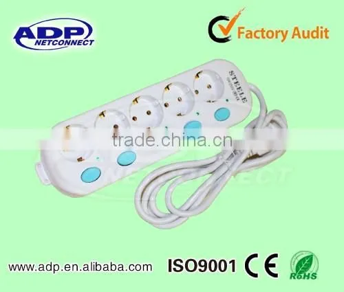 european type 5ways power extension socket