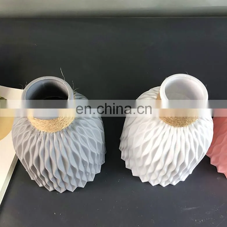 Modern Flower Vase Imitation Ceramic Flower Pot Decoration Home Plastic Vase Flower Arrangement Nordic Style Home Decoration