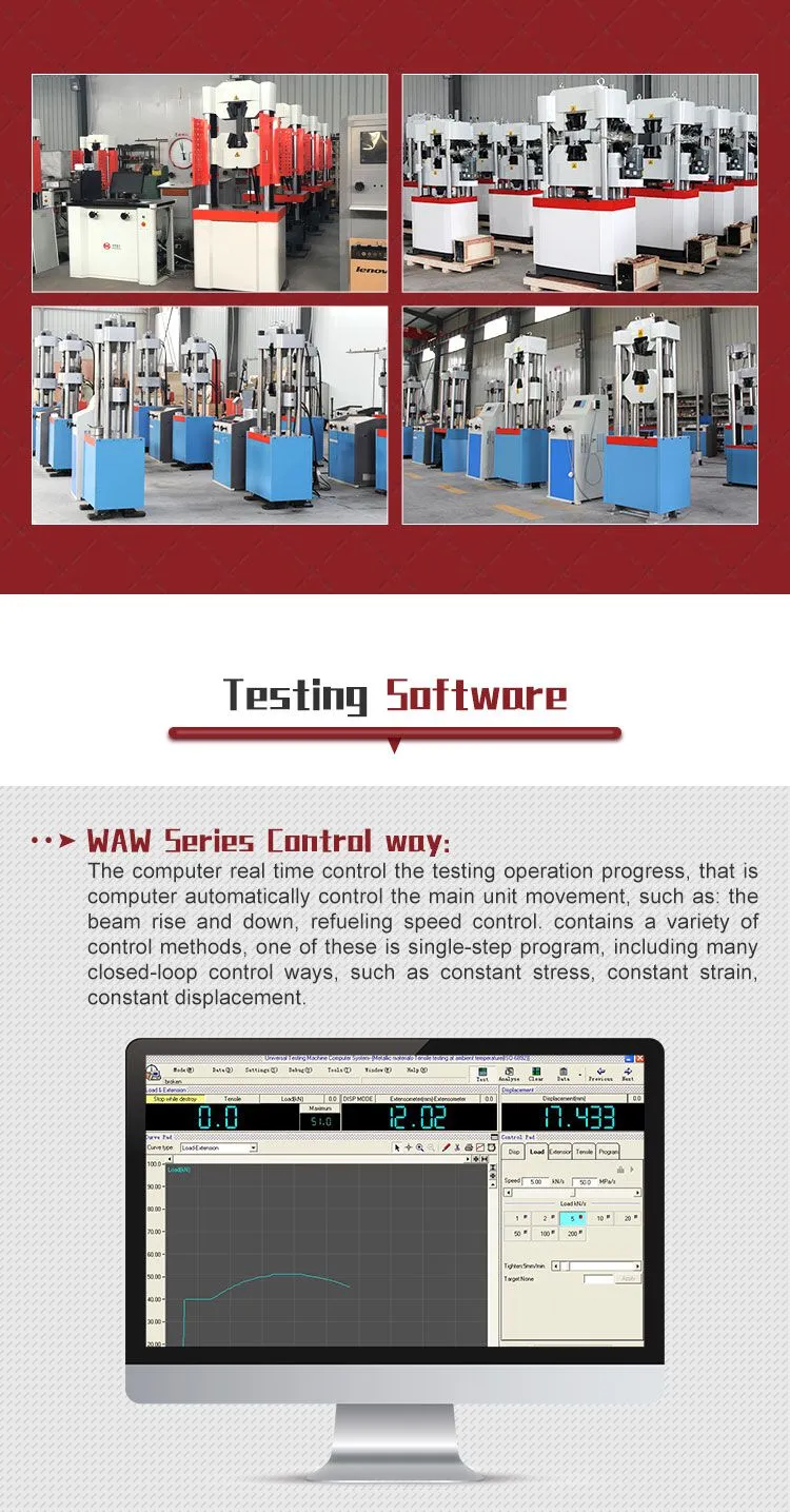 WAW-2000E 200Ton 2000KN Steel Rebar Strand Wire Plastic Hydraulic Universal Compression Bending Tensile Testing Machine