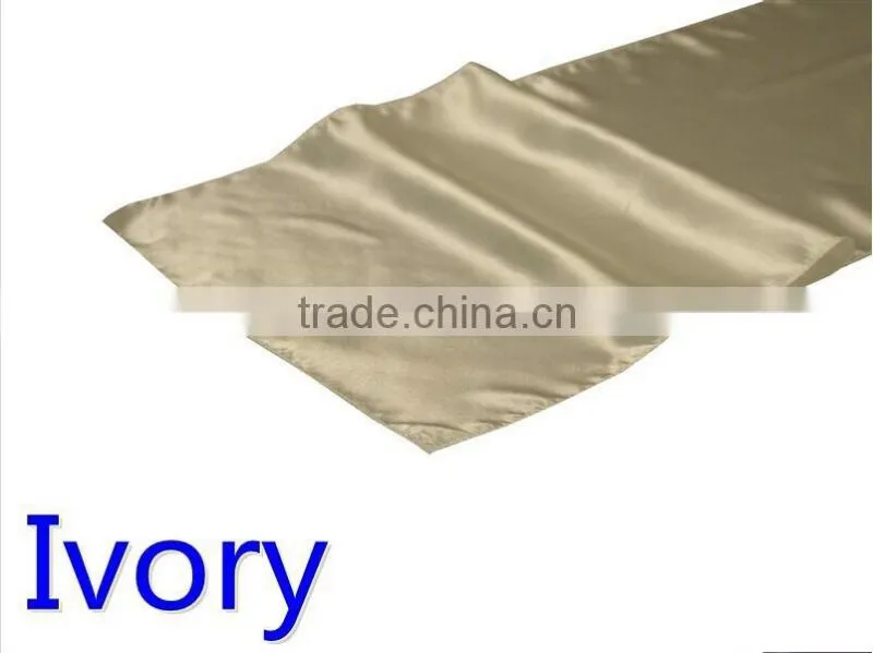 hot selling ployester satin table runner for wedding decoration, willow green color