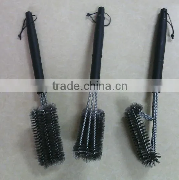 Best Selling 3 sided 18' Stainless Steel wire BBQ grill brush Barbecue Grill Brush long handle steel wire brush cheap