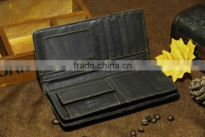 Hot Sell Men's Brown Rugged Canvas & Genuine Leather Bifold Bill Fold Wallet Bag