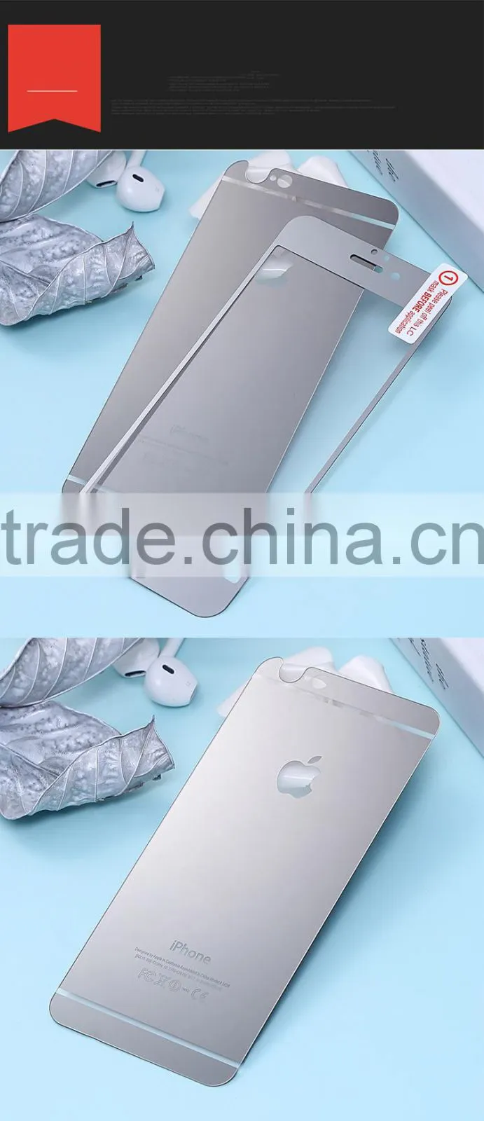 Electroplating front and back tempered glass screen protector for iPhone 6s