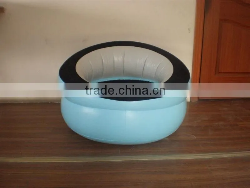 PVC inflatable flocked single sofa/inflatable round single flocking sofa