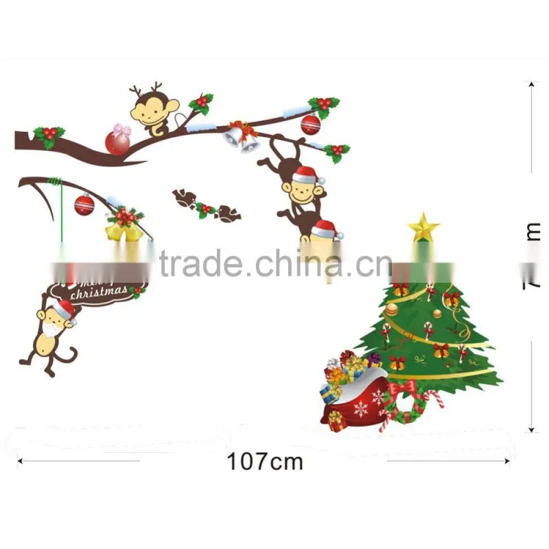 ALFOERVER pvc antelope and christmas tree window decal sticker