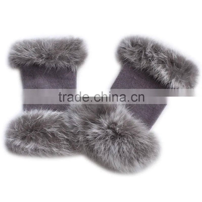 faux fur cashmere fingerless gloves