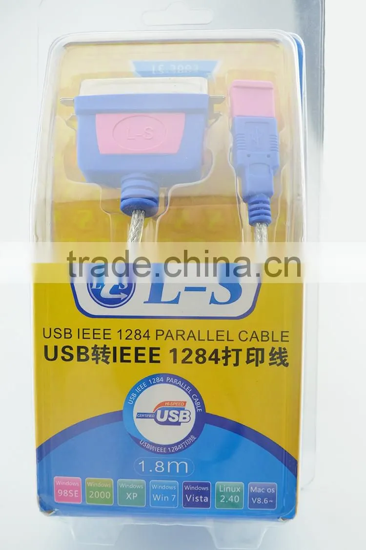 High speed male usb to male parallel 25pin usb cable with nickel plated