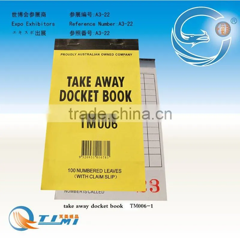 restaurant docket book,take away docket book,