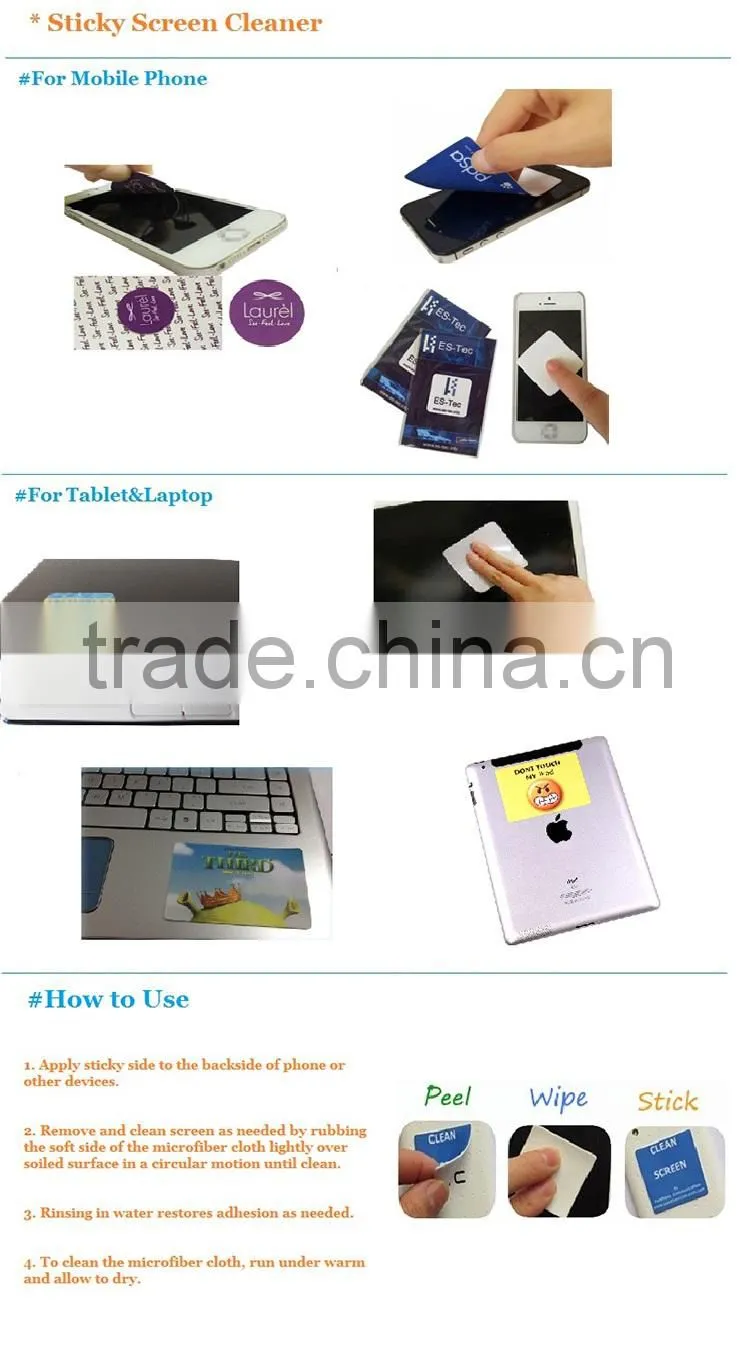 Mini Adhesive Stick Microfiber Screen Mobile Cleaner