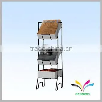 simple sturdy black powder coated wire display rack outdoor newspaper stand