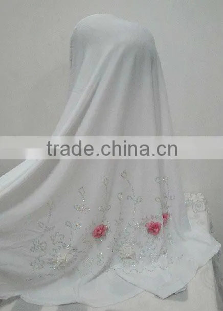 H110 latest muslim hijab with flower rhinestone design on back