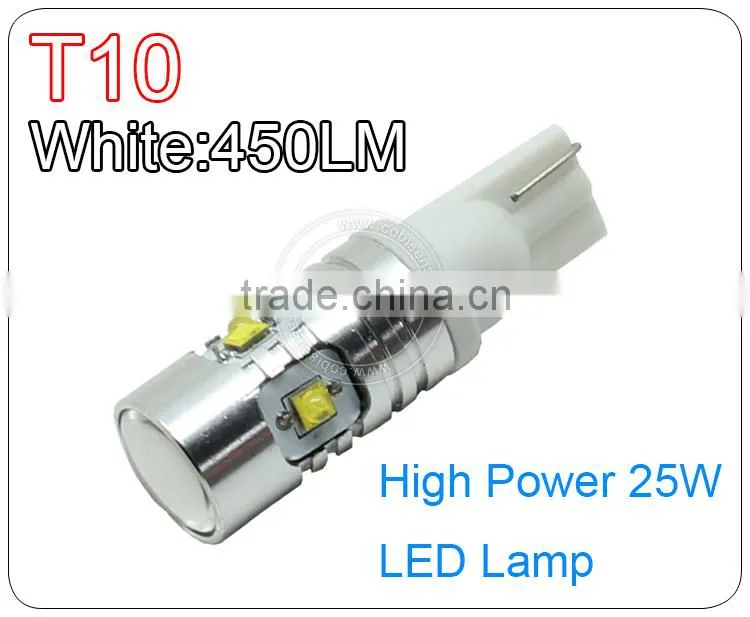 High efficient 450lm 25w led car parts canbus t10, canbus car led light
