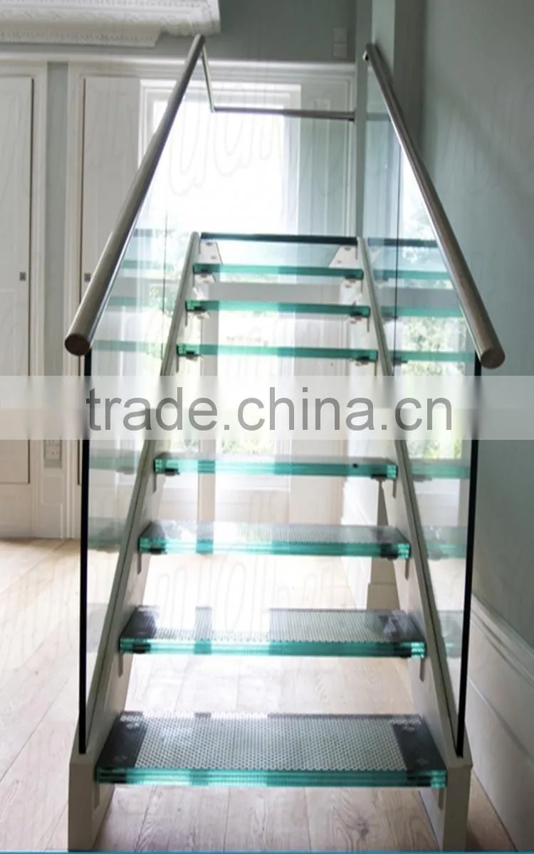 decorative modern indoor stainless steel glass stairs