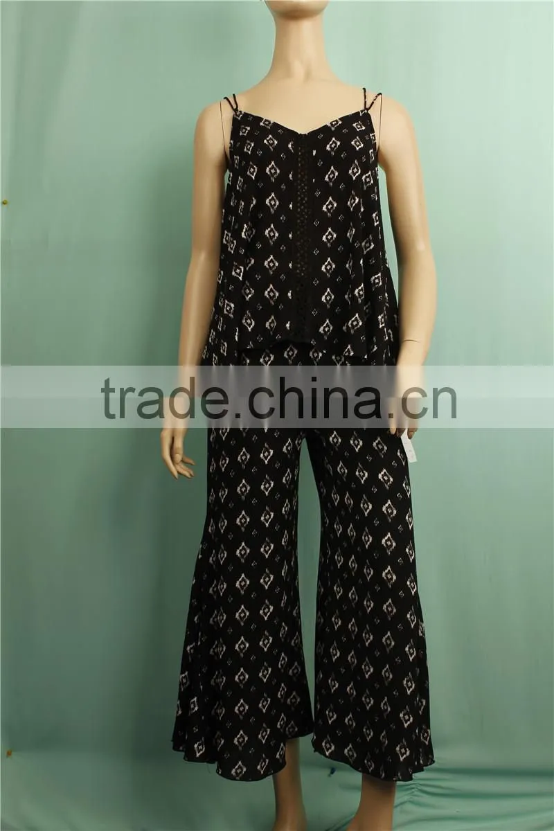 2016 S/S long pants with sleeveless tops women two piece of suit