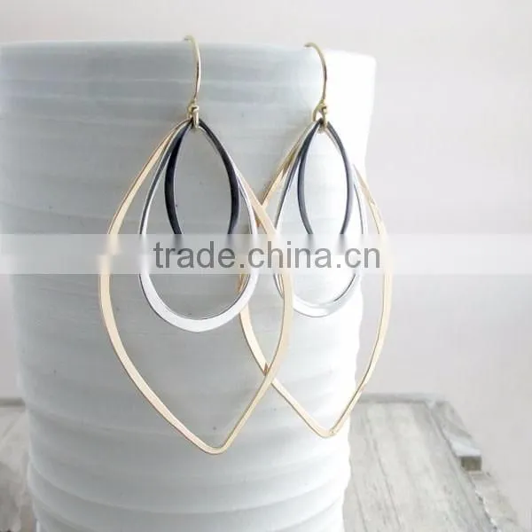 Bohemian Geometric Jewelry Gold and Silver Long Dangle Earrings