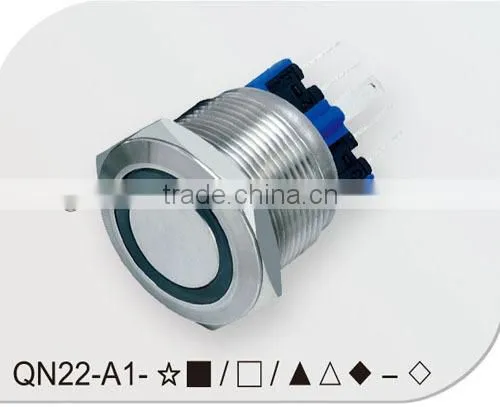 Ring illuminated 22mm push button switch
