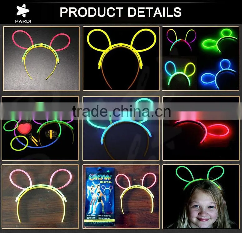 Hot carnival party glow hairclip glow in the dark hair band