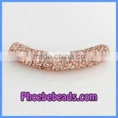 Whoelesale Golden Shamballa Crystal Tube Beads CTB-008