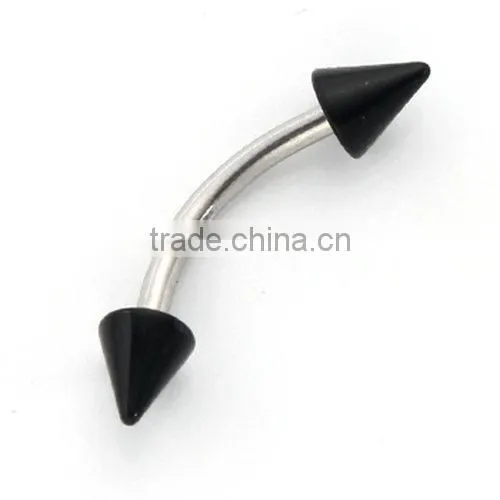 Simple Color Cool Acrylic Cone Fake Cheap Stainless Steel Eyebrow Rings Piercing Jewelry