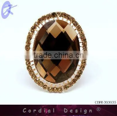 hot sale wholesale colour glass fashion rhinestone ring