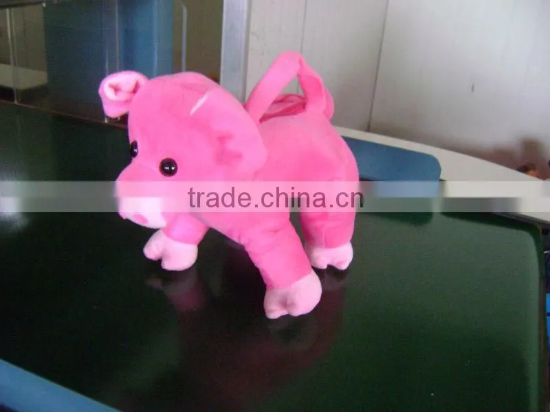 30cm promotional customzied stuffed pink plush poodle animal shape handbag toy with handgrip