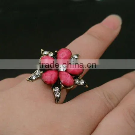 fashion crystal resin flower rings jewellery
