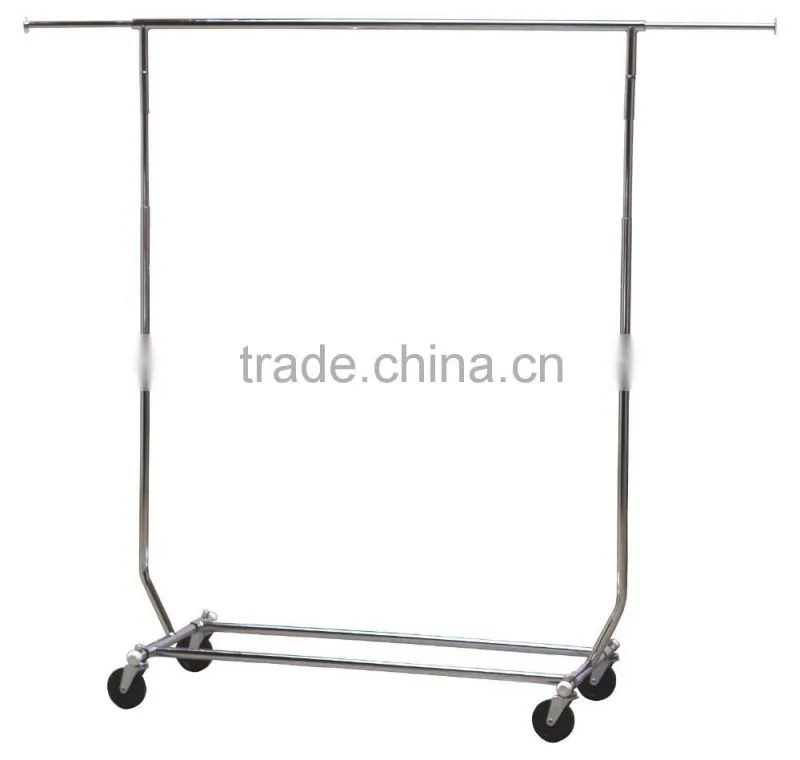 Adjustable Double Rail Rolling Garment Rack Clothing Rack Drying Rack Hanging Rack, Chrome Finish