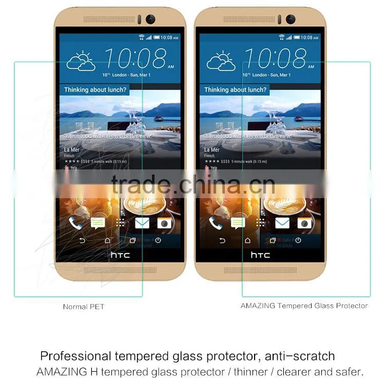 China wholesale price ultra alim 0.25mm tempered glass screen protector for Htc M9