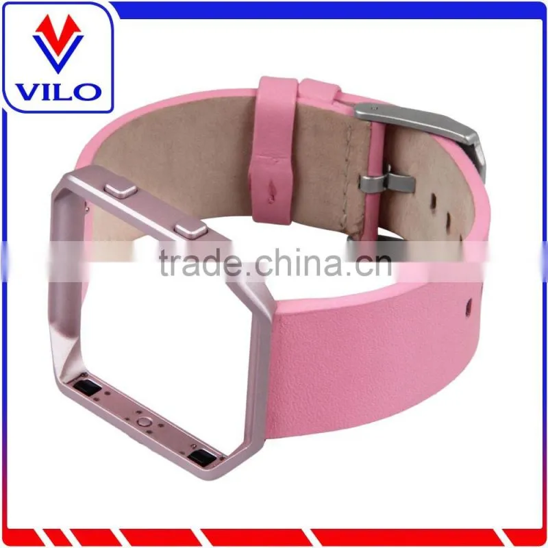 Wristband genuine leather strap for Fitbit Blaze / Metal bumper for Fitbit