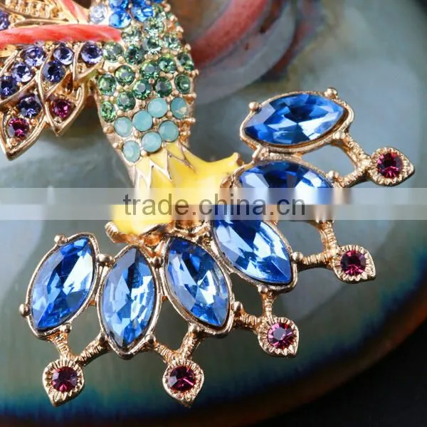 Vintage crystal bird custom brooch