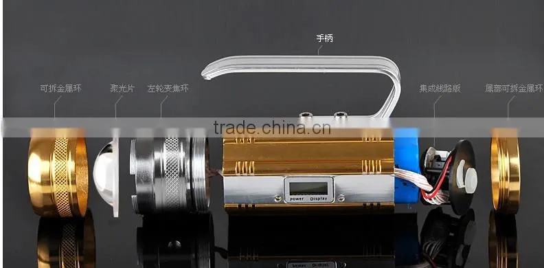 a-ok 3W white LED+3W blue LED +3 LED aluminium fishing light with support and charger