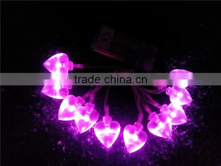 led string light with heart/light christmas led battery light strings