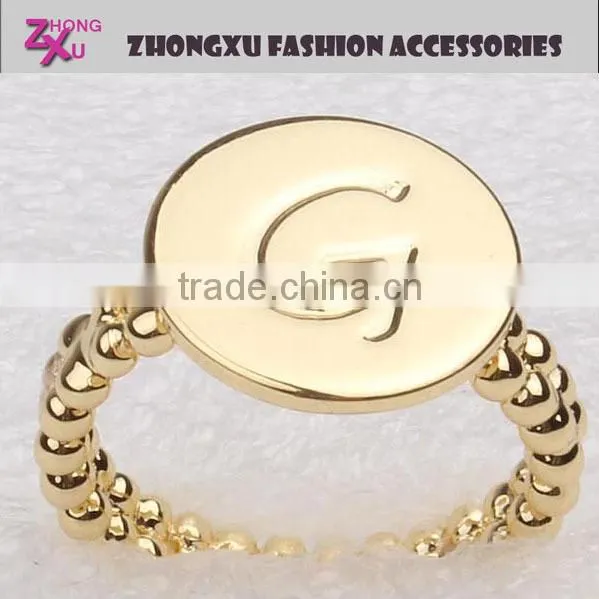 new fashion and popular womens customized letter gold plated beads ring