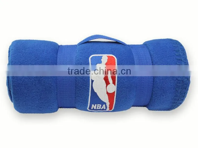 High Quality super soft heavy coral fleece blanket with leather strap handle