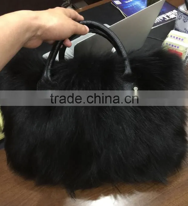 2016 hot selling ladies fashion fox fur bag