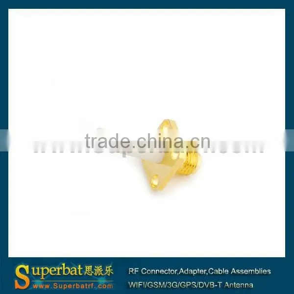 sma female straight pcb rf connector SMA 4 hole panel mount jack with long extended dielectric and solder post terminal