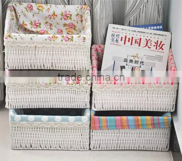 100% Cotton Storage Basket Beige Corn Bran Woven Baskets factory price