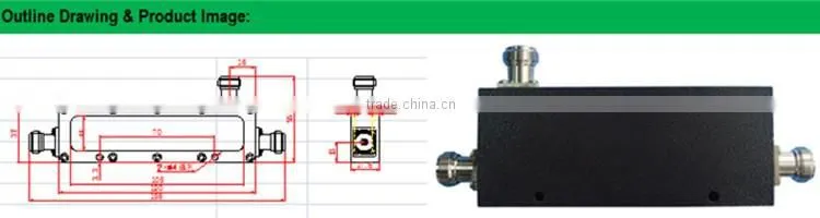 RF cavity Directional Coupler 800-2500MHz with N-Female Connectors
