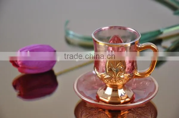 2016 China Manufacturer Golden plated coffee cup and saucer set